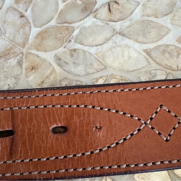 Bianchi Tan Leather Belt with Gold Buckle size 38 - Picture 7 of 8